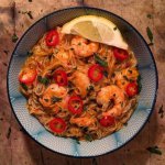 Nouilles Laksa aux crevettes royales