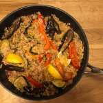 Paella au fenouil rôti et aux aubergines