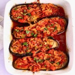 Imam bayildi avec agneau barbecue et tzatziki